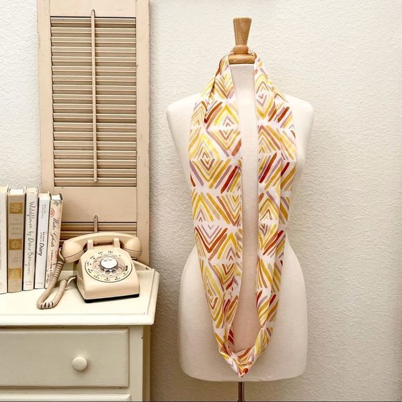 Infinity Scarf. Lightweight. Tribal Ethnic Harlequin. Citrus Pastel. NWT. - Picture 2 of 4